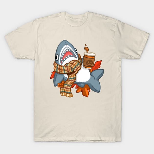 Pumpkin Spice Plushie Shark T-Shirt by MrHinkleDraws